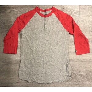 Adidas Shirt Youth Large Gray Red Three Quarter Sleeve Baseball Tee Casual Boys